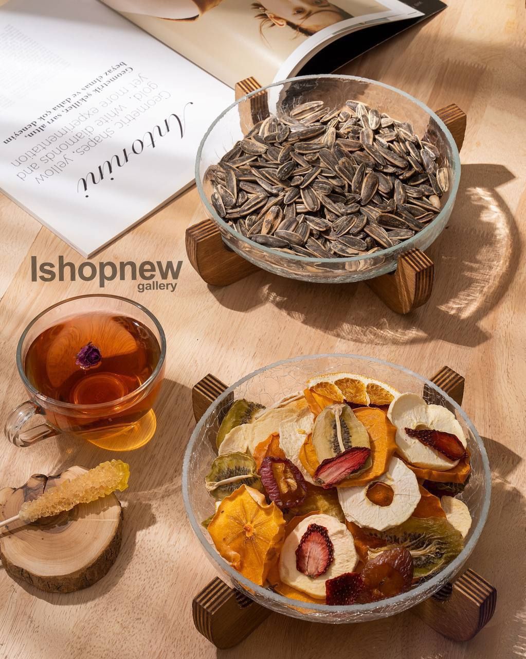 پیش دستی آبگز به همراه پایه چوبی